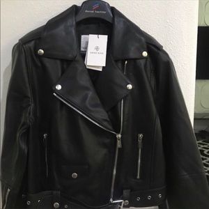 Anine Bing Remmy Leather Black Jacket Sz L